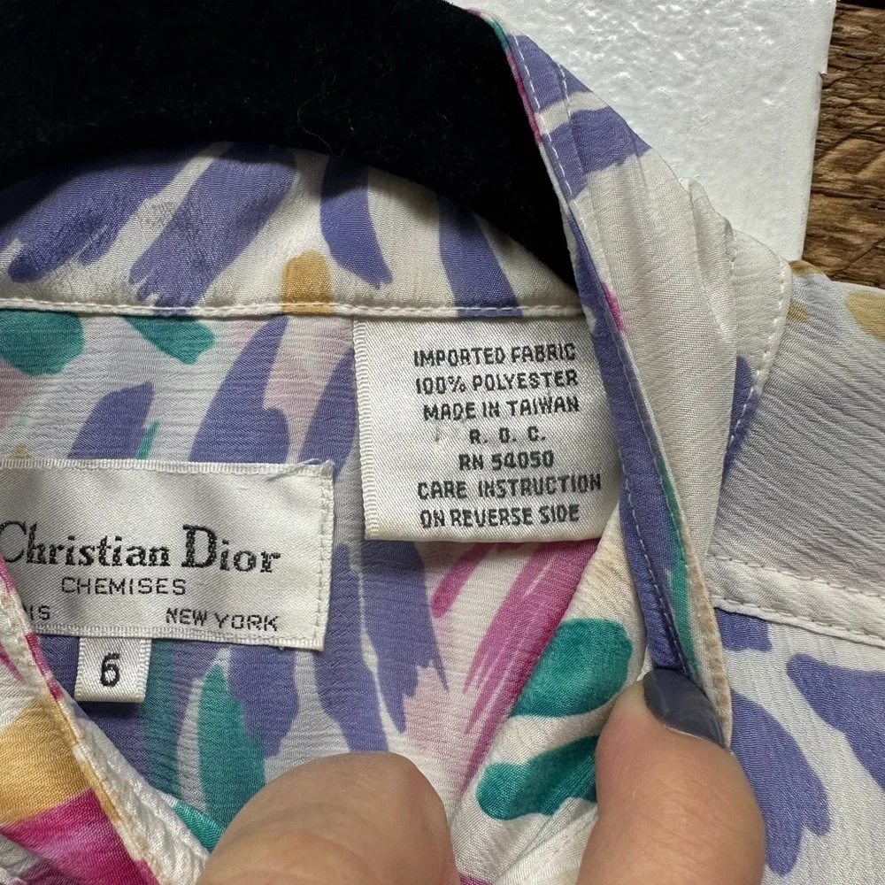 Vintage Christian Dior Chemises Paris New York Blouse – Size 6 - Picture 7 of 9